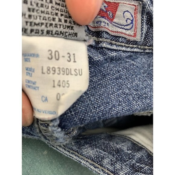 Womens Silver 30/31 Distressed Faded Button Fly Flare Blue Jeans Jewel - Picture 10 of 11